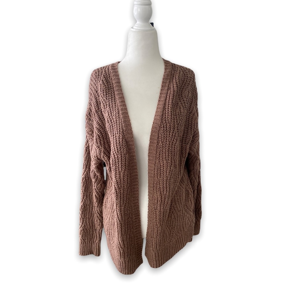 mauve chunky knit cardigan